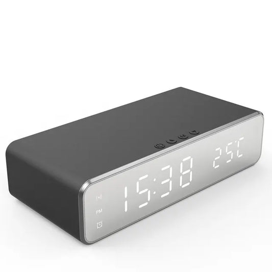 Draadloze oplader Wekker LED Digitale thermometer Oortelefoon Telefoonoplader Snellaadstation voor iPhone Samsung 